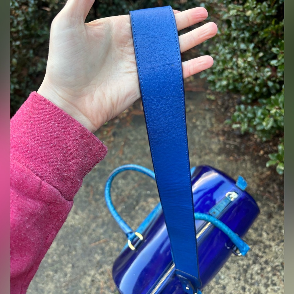 Furla Blue Patent & Embossed Croc-Textured Shoulder Bag - Picture 10 of 10